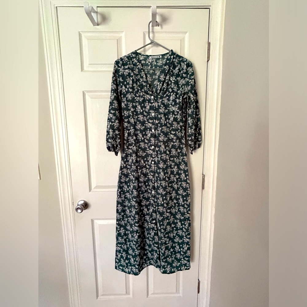 Green Floral Midi Dress